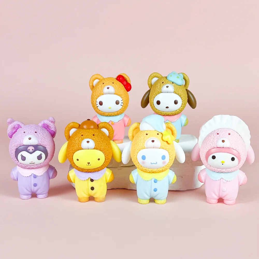 Anime Figuur Sanrio Blind Box Latte Familie Kulomie Melodie Pacha Hond Tide Speelmodel Meisje Hart