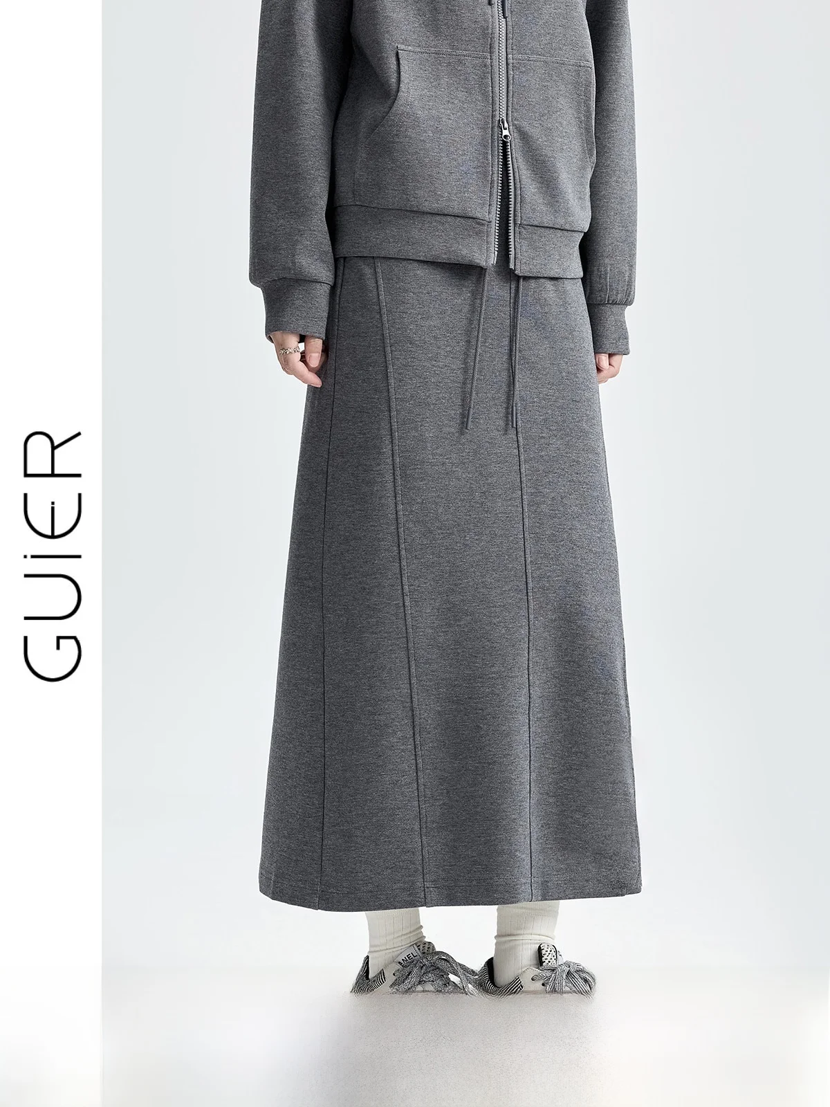 

Женская юбка Guier с высокой талией, спортивная, А-силуэт, повседневная, с разрезом, модный дизайн, осенняя коллекция