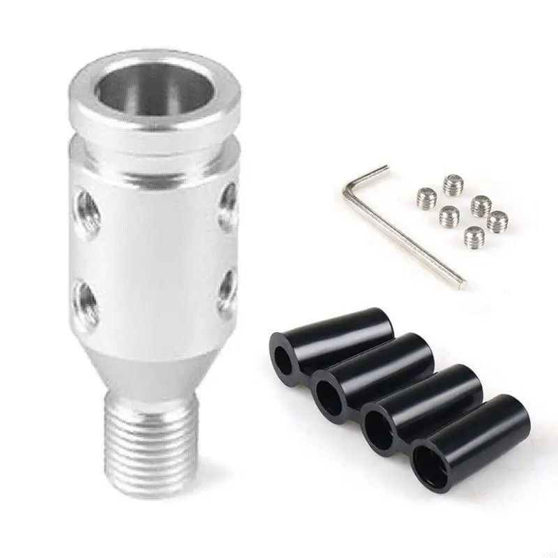 A70F Universal Car Manual Gear Shift Knob Adapter Shift Knob Adapter M12x1.25 Thread Aluminum Alloy with Wrench Screws Hoses