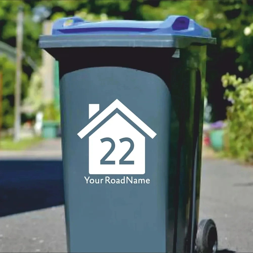 3Pcs Wheelie Bin Vinyl Stickers Personalized Street House Number Container Stickers Waterproof Removable Outdoor Trash Stickers