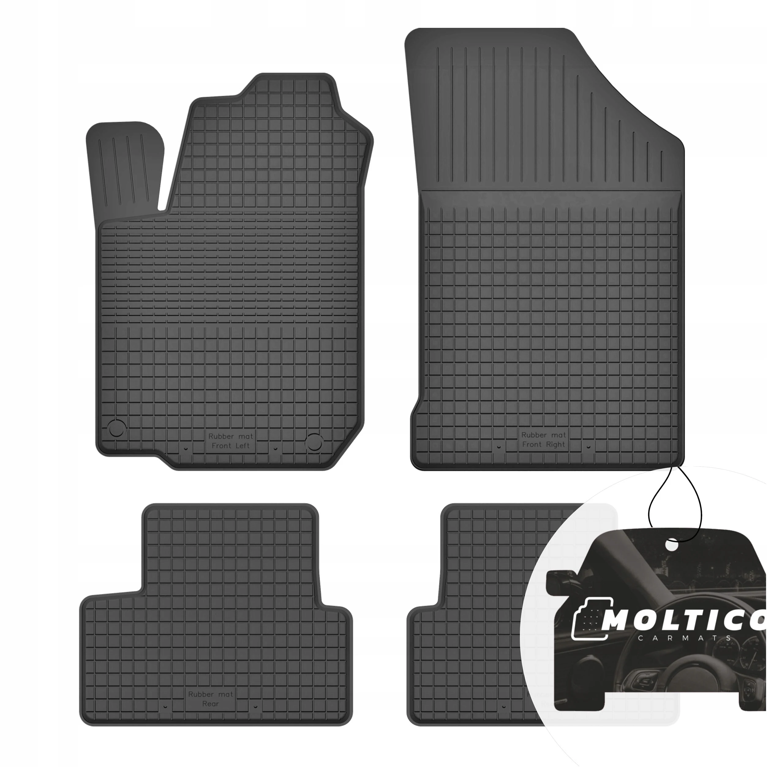 Rubberen matten, geschikt voor de Opel Mokka X, modeljaar 2016-2019, complete set inclusief rand.