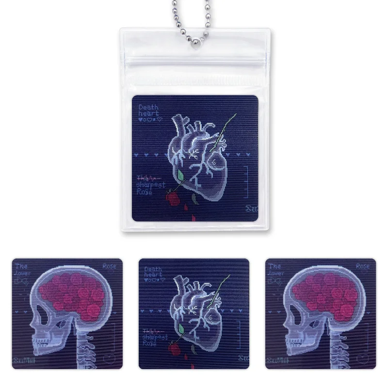 

Rose Skull Grating Card Pixel Style CT Retro Film Key Chain Bag Pendant Decoration New Style Novelty Toys As a Gift 1pcs