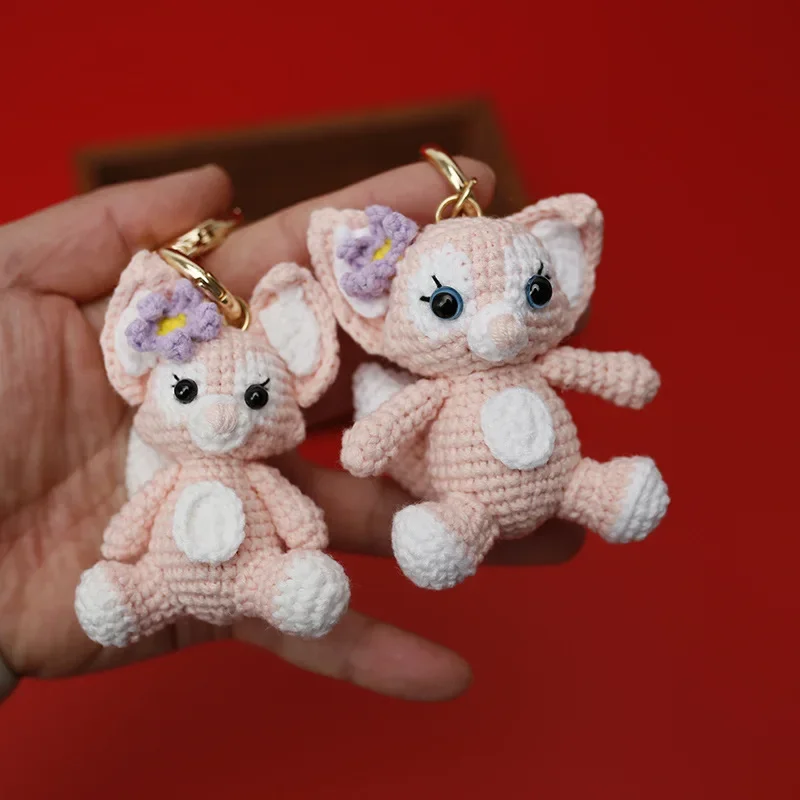 Boneka kecil seri hewan kartun, gantungan kunci pasangan Crochet wol DIY buatan tangan atau ransel liontin lucu perhiasan hadiah butik