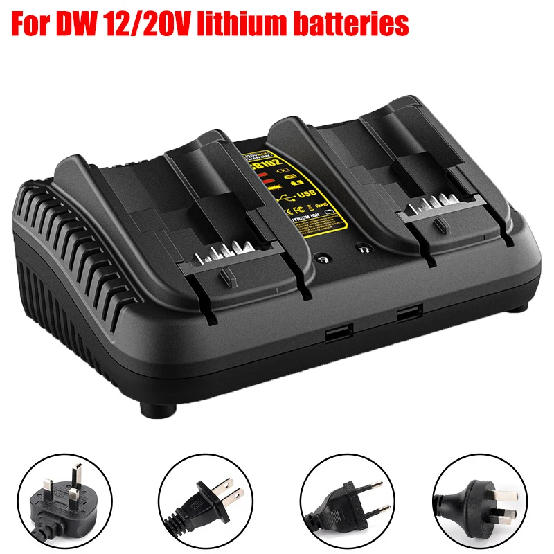 

Dual-Charging Rapid Charger Featuring USB Ports Compatible with For Dewalt 12/20V Lithium Batteries Power Tool Battery Charger