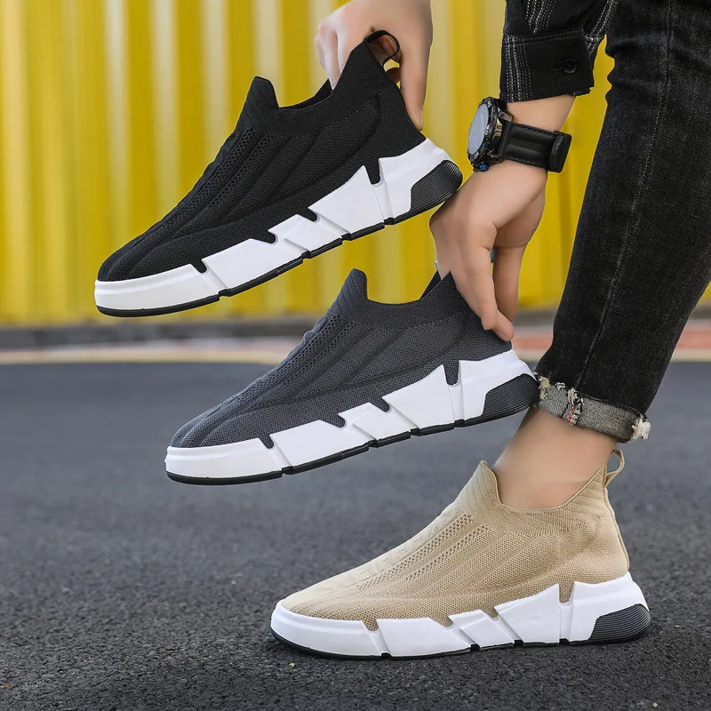 Fashion Men Sneakers Mesh Breathable Black Running Tennis Shoes Comfortable Outdoor Sports Loafers Men Casual Shoes Plus Size 45