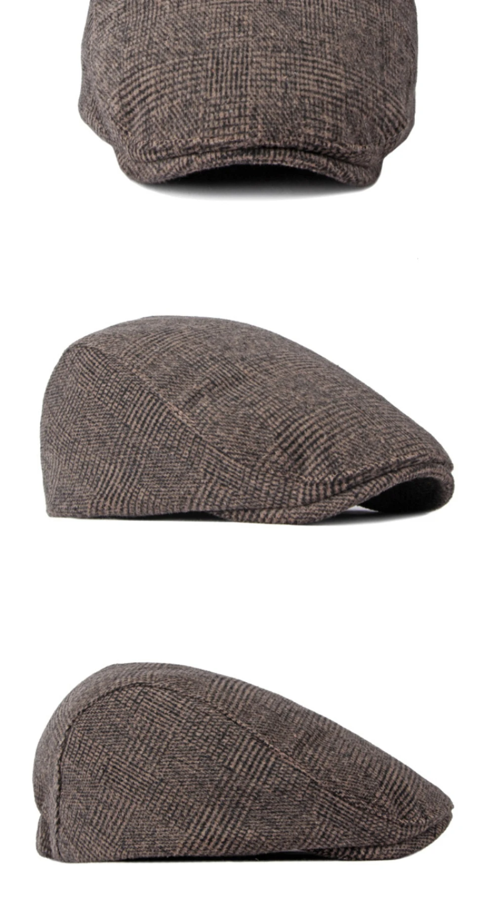 HT4143 Herren- und Damen-Baskenmütze, Retro-Karo-Künstlermütze, flache Ivy-Mütze für Herren und Damen, für Frühling, Herbst und Winter. – Detail 6