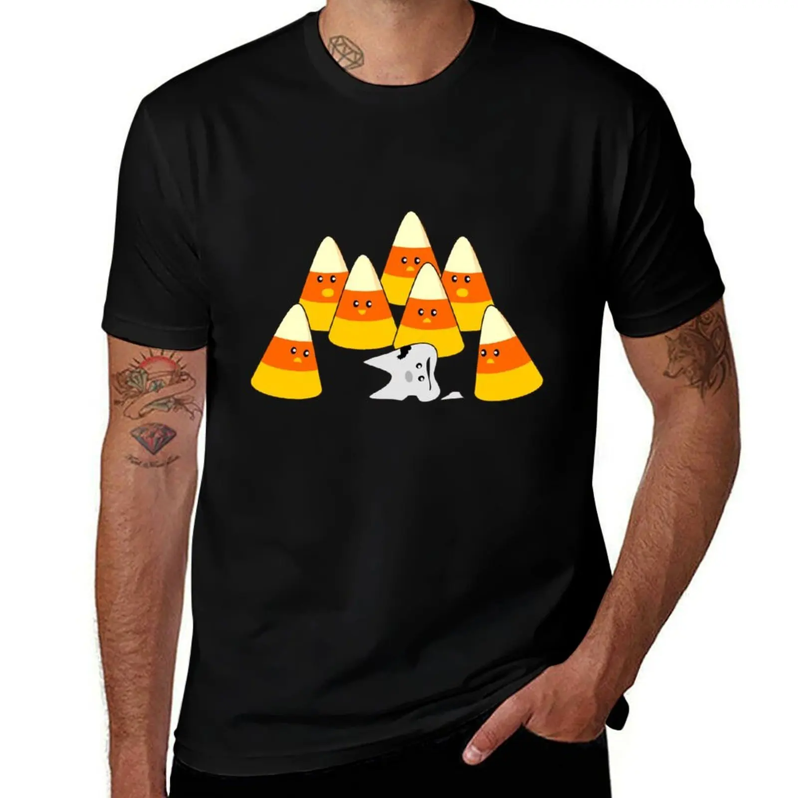 Candy Corn Mishap T-Shirt Large Size Loose Casual Tee T-Shirt