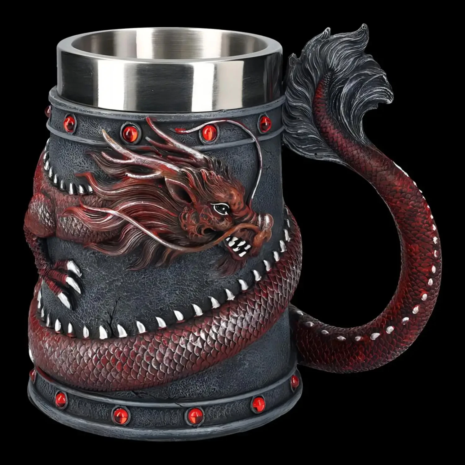 Dragon Coffee cup Large-capacity Draft Beer mug 3D Retro Stainless steel  Drinkware Red Gold Coffee mug Tazas de