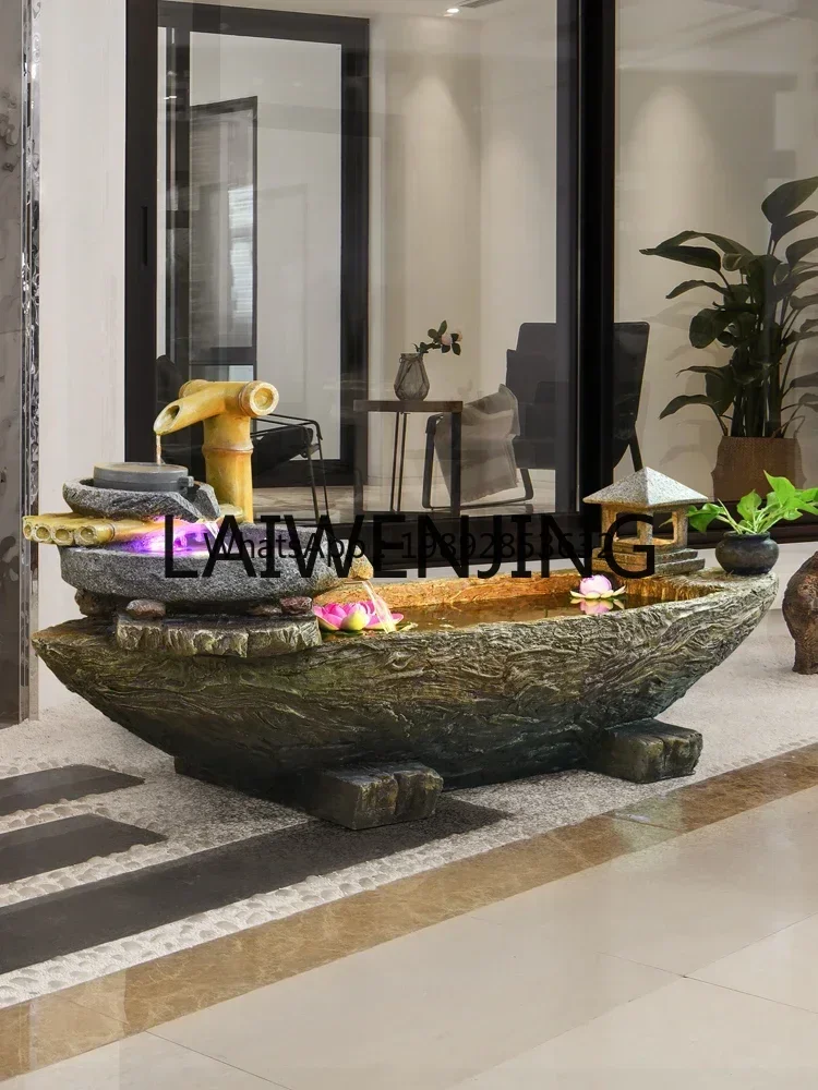 B1 Chinese-style flowing water ornament creative stone mill lucky water feature courtyard floor-to-ceiling fish pond decoration