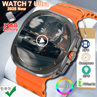 2025 New Watch 7 Ultra Smart Watch Men 32GB Memory 3D Video Display Sports SmartWatch GPS NFC Compass Blood oxygen Smartwatch