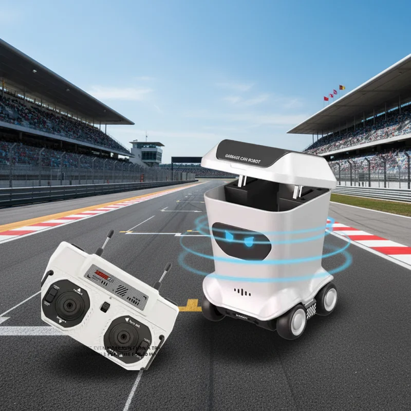 Viral Desktop RC Mini Trash Can Robot 4WD Rotating Smart Car Novelty Toy - Boys Pocket Vehicle Indoor Racing Birthday Xmas Gift