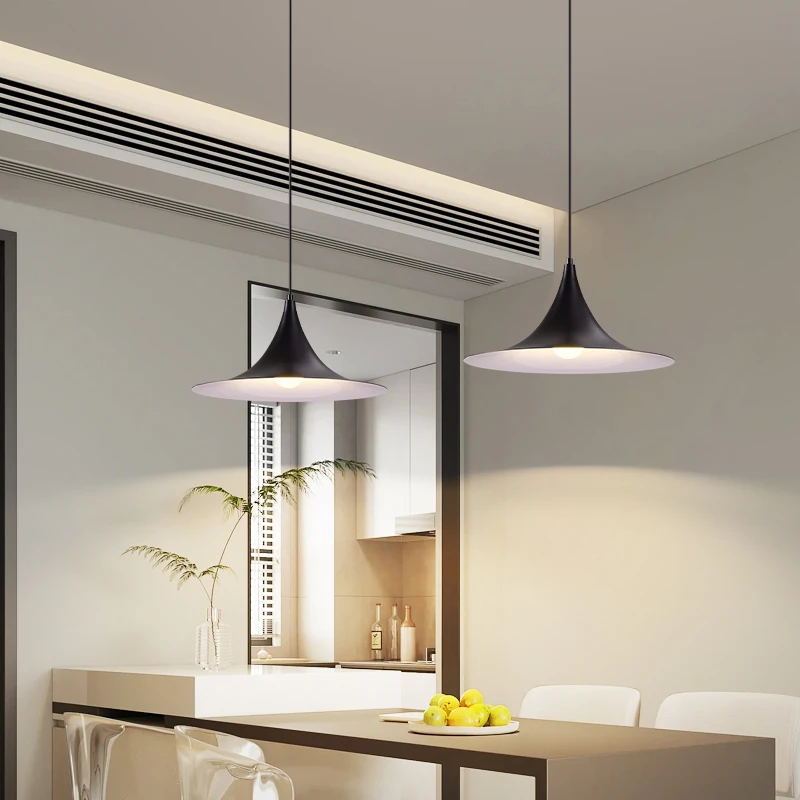 Lampade a sospensione a LED per sala da pranzo nordica per cucina tavolino altalena illuminazione per interni lampada a sospensione nera bianca