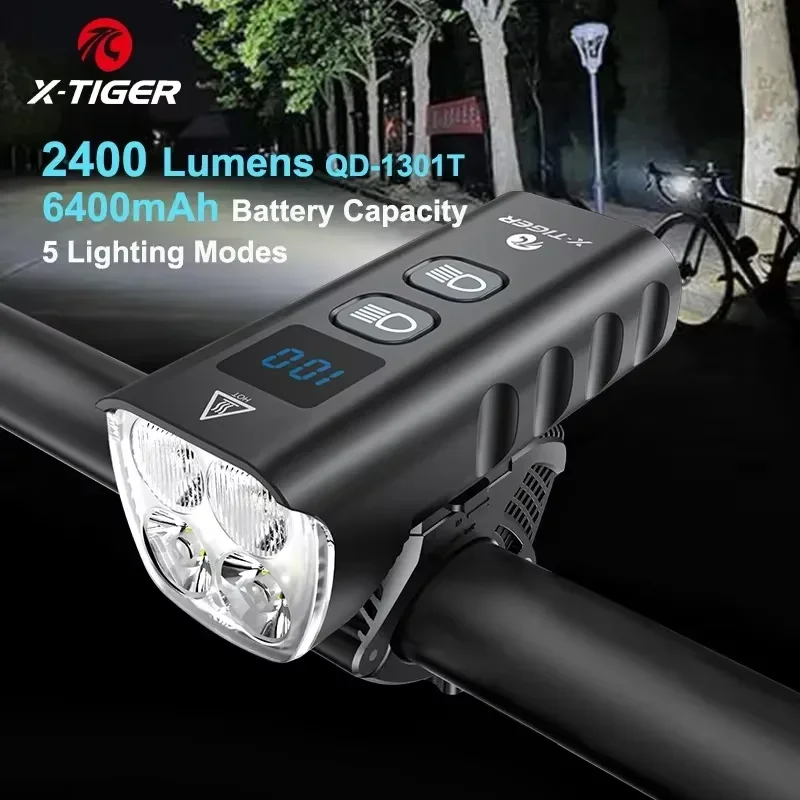 

X-TIGER Bike Front Light USB Rechargeable 2400LM Super Bright Cycling Headlight Aluminum Ultra Light Flashlight MTB Bike Lamp