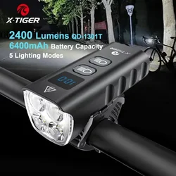 X-TIGER Bike Front Light USB Rechargeable 2400LM Super Bright Cycling Headlight Aluminum Ultra Light Flashlight MTB Bike Lamp