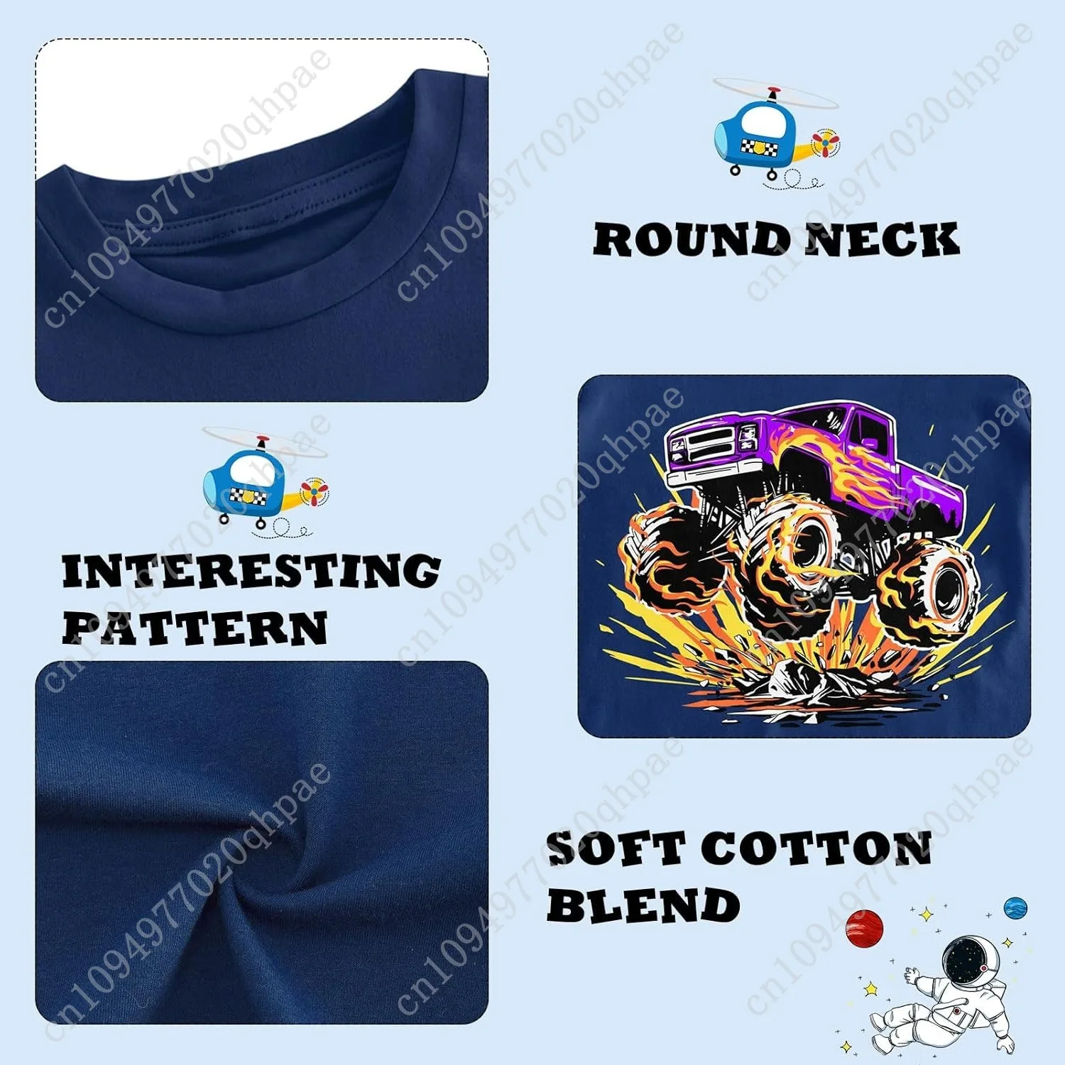 Funnycokid Camisas para niños pequeños Camiseta gráfica Camisetas de manga corta para niños de 2 a 6 años