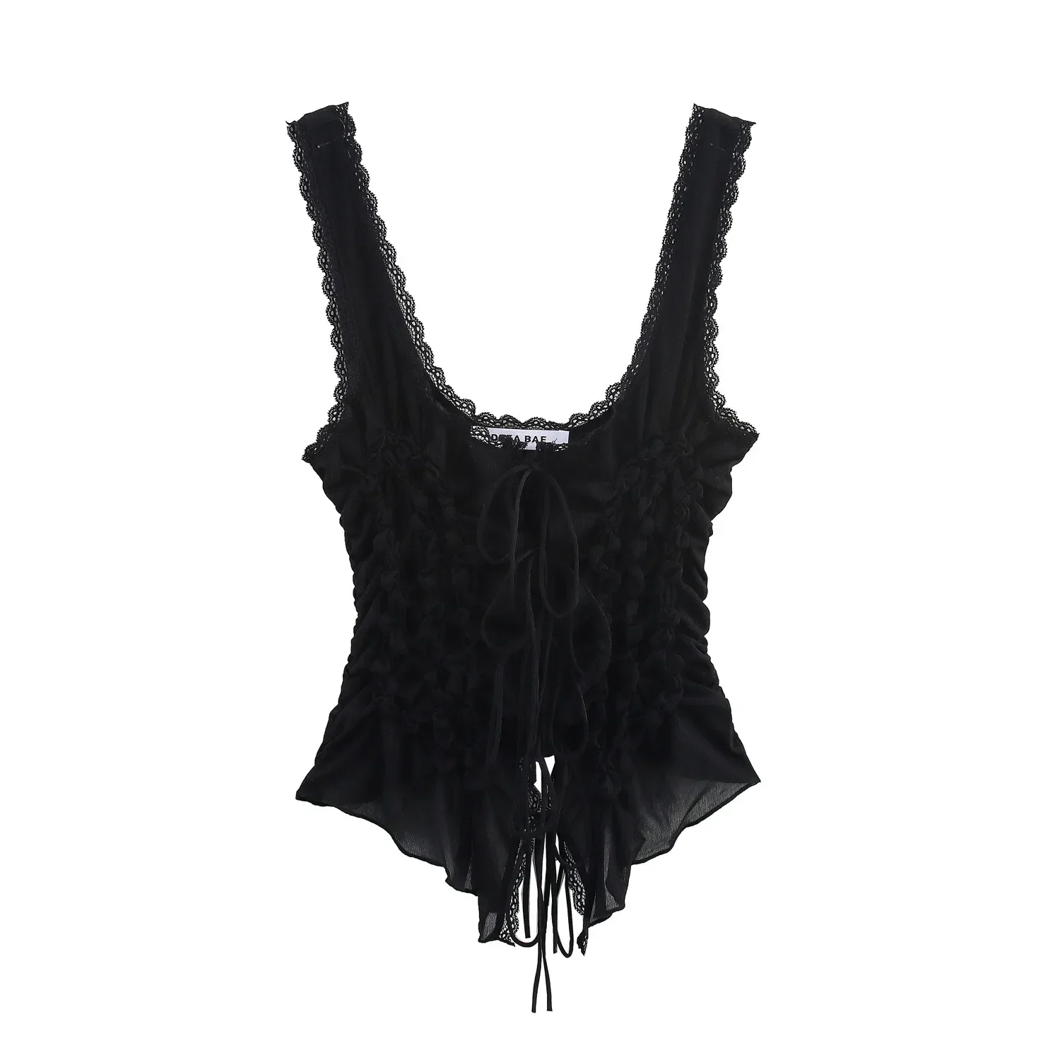 PopPopSweet And Spicy Style Butterfly Knot Decorated Pleated Slim Fit Fashionable Top For Women New Summer Collection ZR Women's