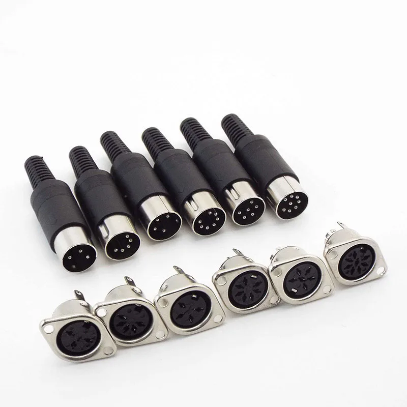 1pair 5pair DIN 3 4 5 6 7 8 Pin core DIN Male Plug Plastic Handle Female Mount socket Connector Hulled Panel Chassis Soldering P