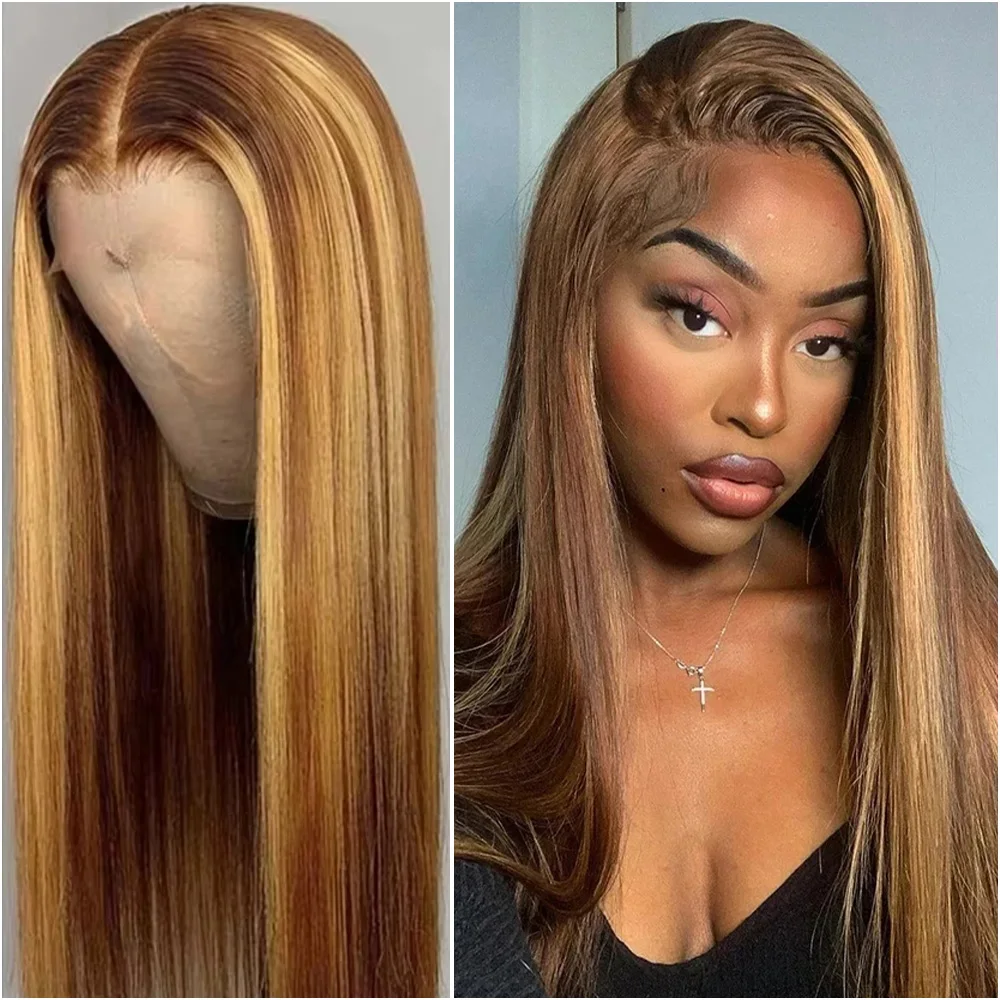 

Парик с кружевной передней частью 13x6, прямые волосы, 200% плотность, 40 дюймов, бразильские, цвет P4/27, медово-русый, с предварительно выщипанной линией роста волос