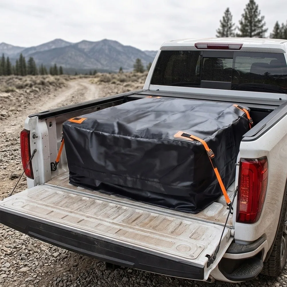Truck Bed Cover for Pickup Trucks 600D Oxford Fabric Easy Loading Opening Foldable Design 130x102x56cm 127x104x44cm