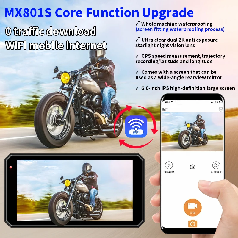 Latest Portable Touch Screen Motorcycle   with Wireless IOS CarPlay & Android Auto TPMS GPS Navigator Recording Function