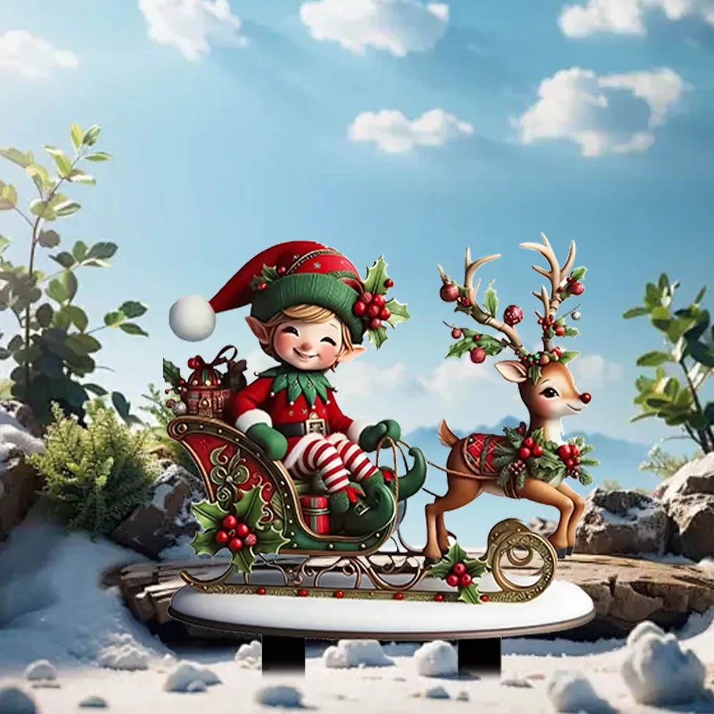 

Deer and Snowman Garden Stakes, Outdoor Christmas Decor with LED Lights, Waterproof Acrylic Yard Signs for Winter Lawn