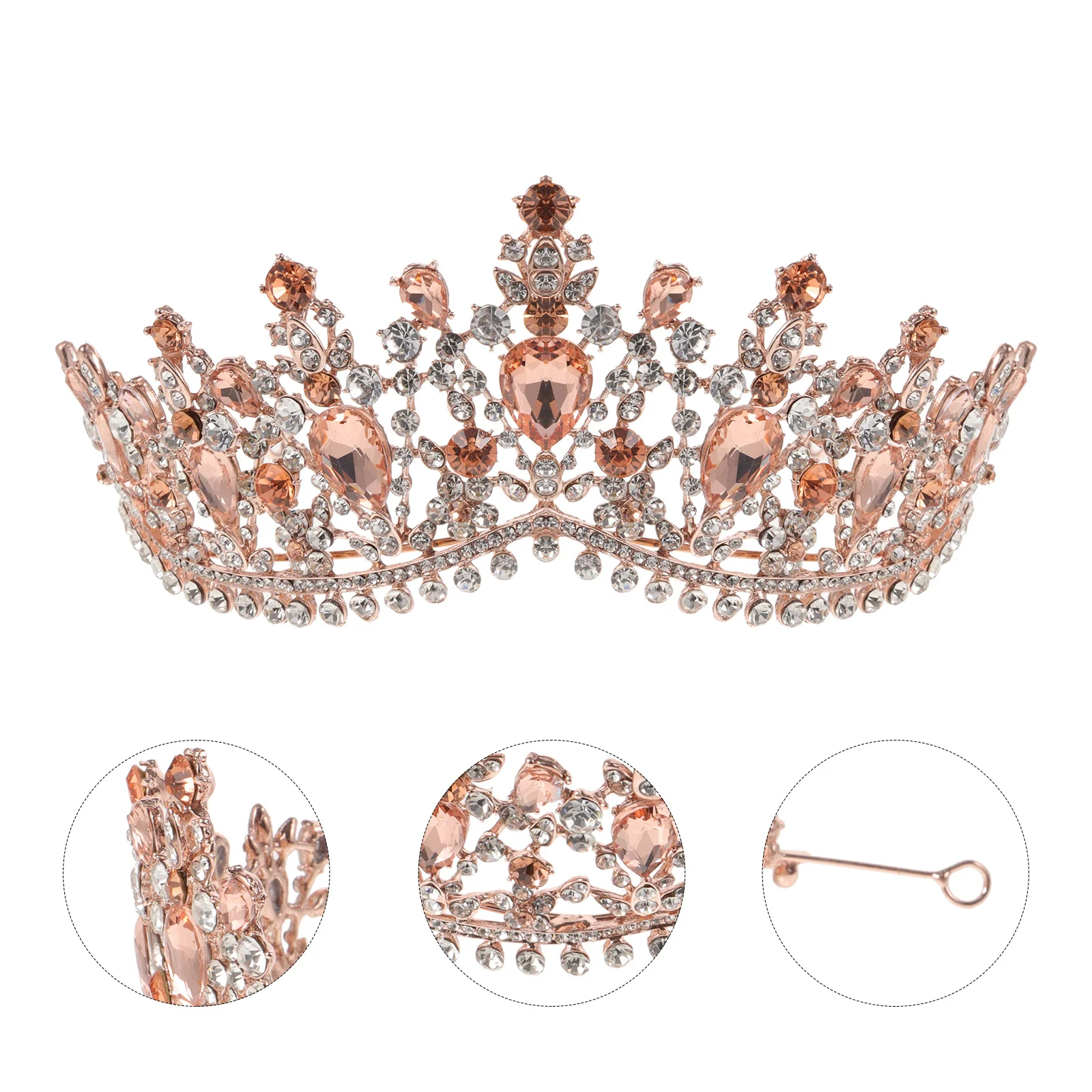 

Women Crown Handmade Luxury Rose Gold Hair Band Artificial Rhinestone Bridal Headdress Wedding Hair Accessories Water Drill