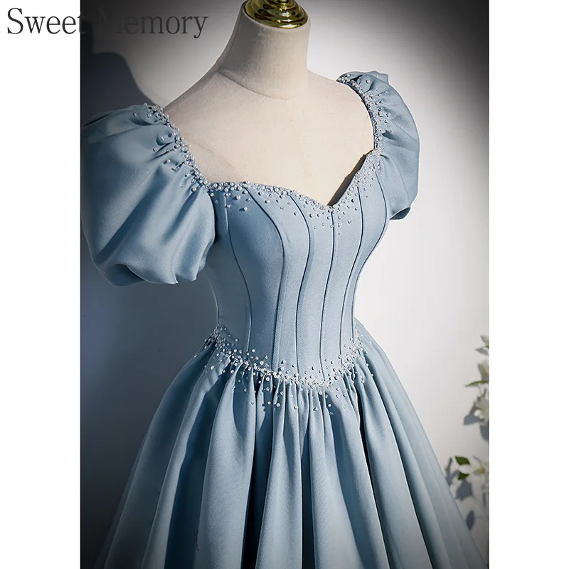 D4150 Customized Light Blue Long Bespoke Occasion Dresses Sweet Memory Princess Banquet Party Ball Prom Performance Dress