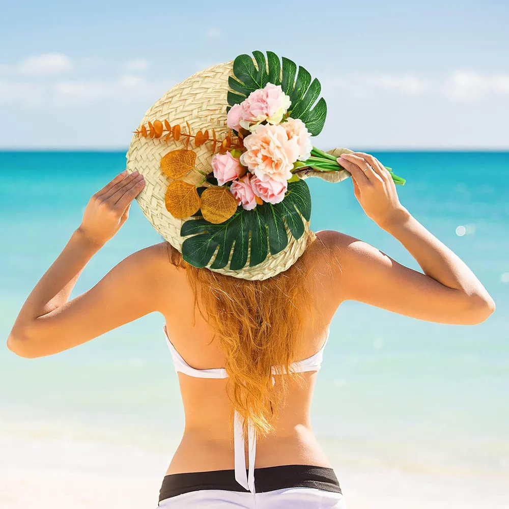 12/24 Natural Raffia Fans Wedding Fans for guests Palm Leaf Hand Fans with String and Label for Wedding Beach Havana Party