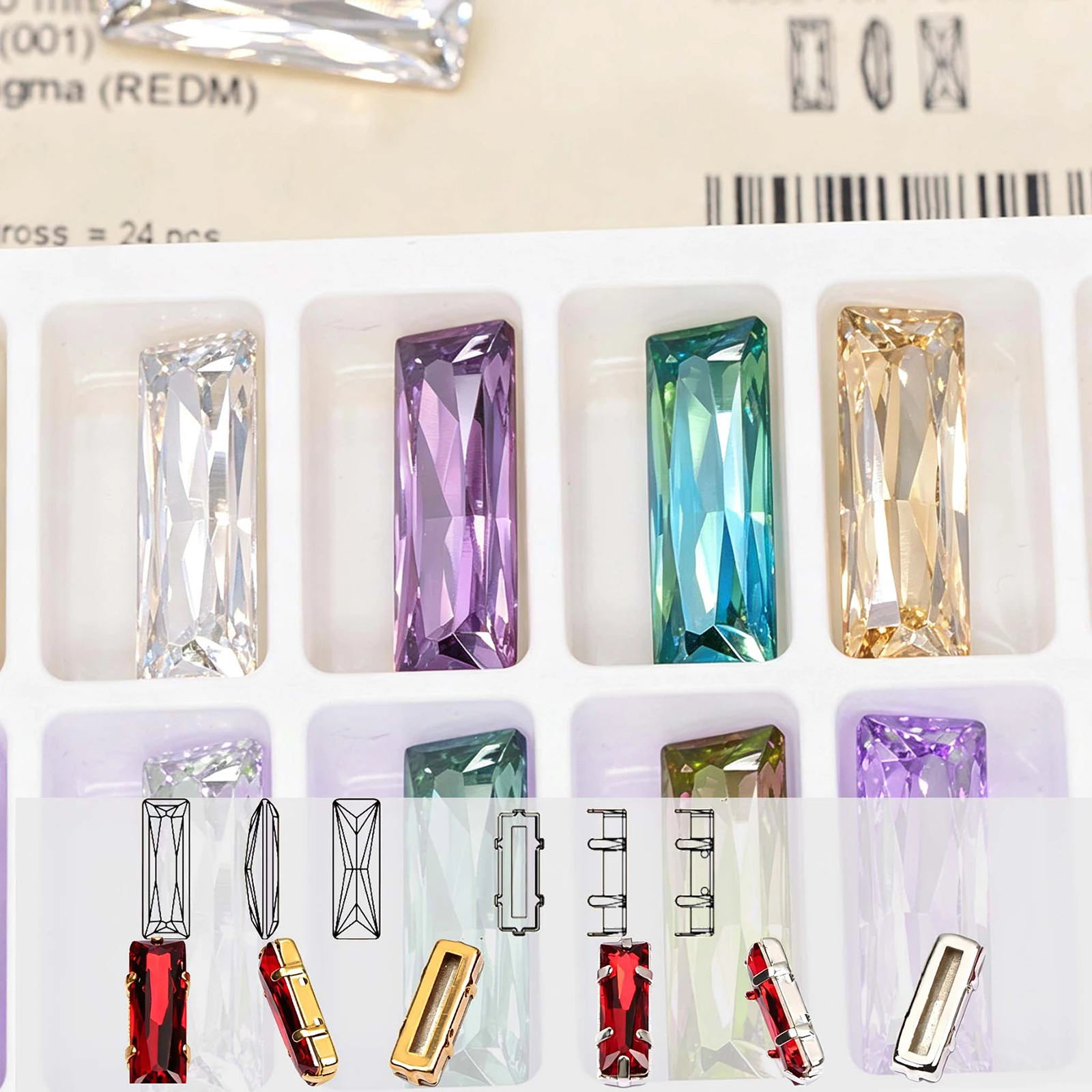 4547 Princess Baguette K9 Crystal Sewing Rhinestones Glass Sewn Stones Crystal Pointback Stones For Jewelry needlework Clothes