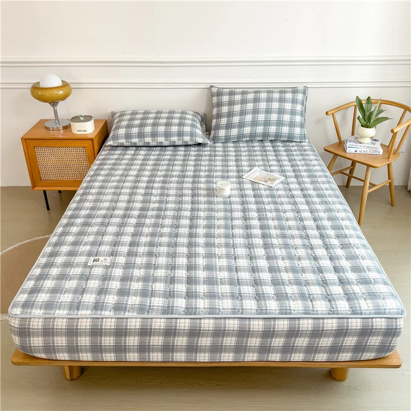 

Bonenjoy 1 шт. наматрасник в клетку покрывало для дома нескользящий чехол для кровати утолщенное мягкое постельное белье 매트리스 커버 (без наволочки)