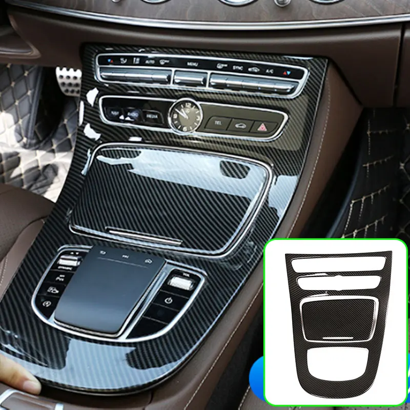 Console Gear Panel Frame Cover Trim Carbon Fiber Abs For Mercedes Benz E Class 2019 Car Internal Accessories Gear Panel