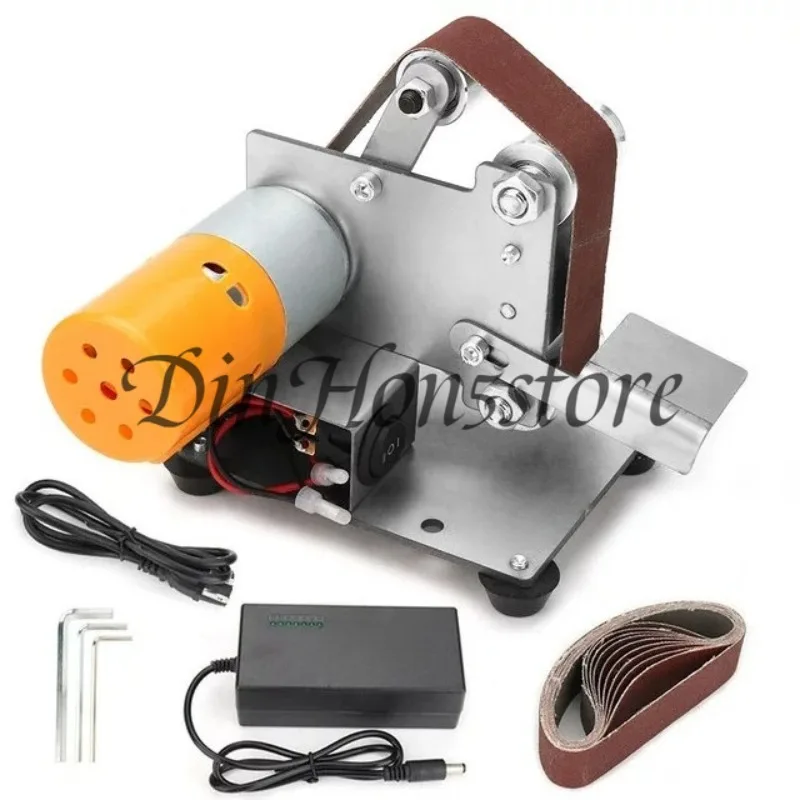 Mini Electric Belt Sander Multifunctional Knife Sharpener Wood Metal Polishing Grinder DIY Bench Tool for Home Workshop Use