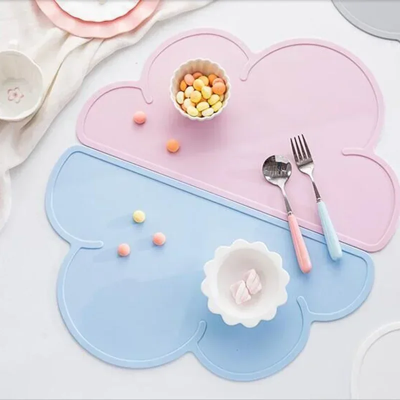 Cloud Shape Placemat Kids Plate Mat Silicone Table Pad Waterproof Heat Insulation Home Kitchen Pads Placemat for Dining Table