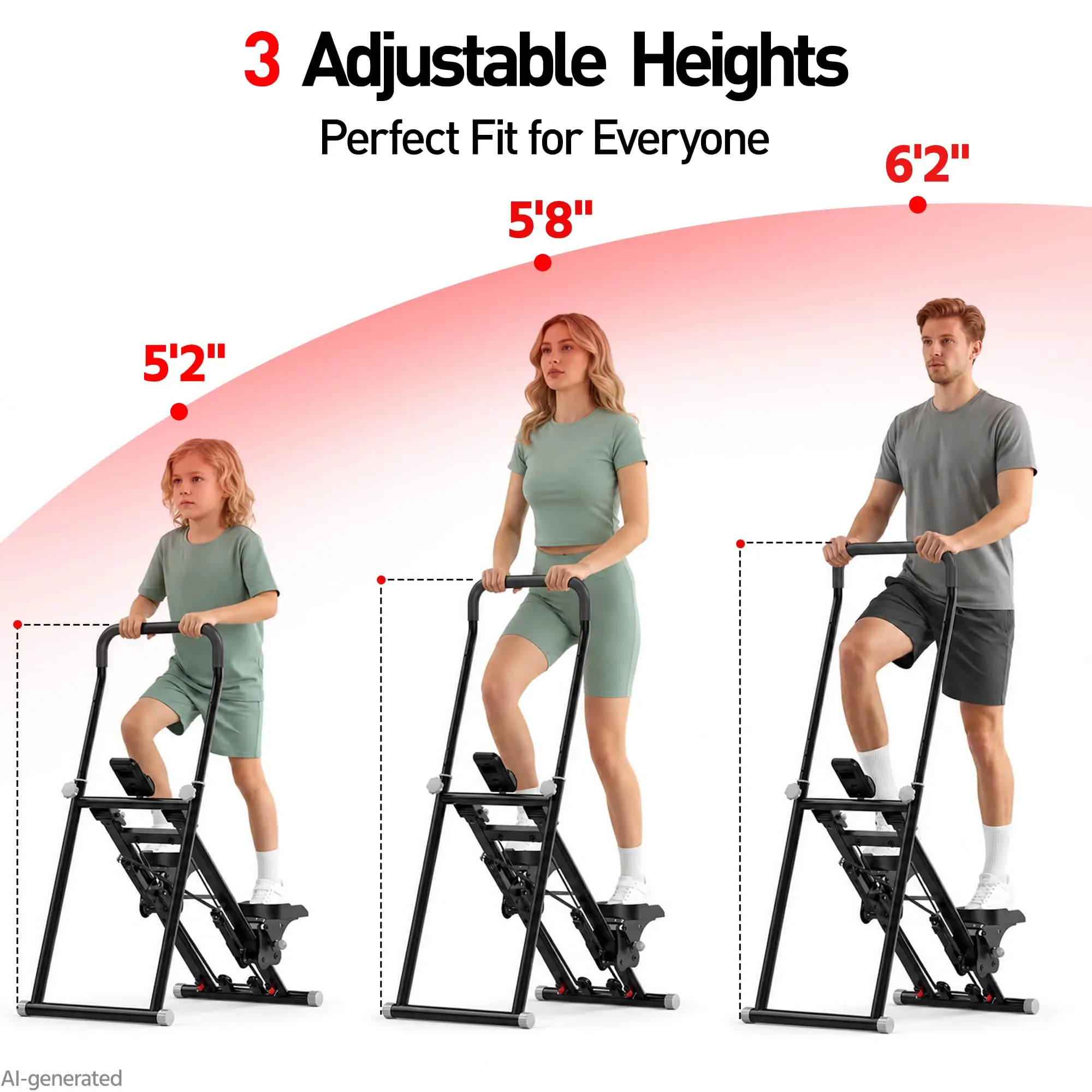Steppers for Exercise at Home, Compact Folding Stair Climber with Quiet Shock-Absorbing Spring, Long Foam Grip, Stair