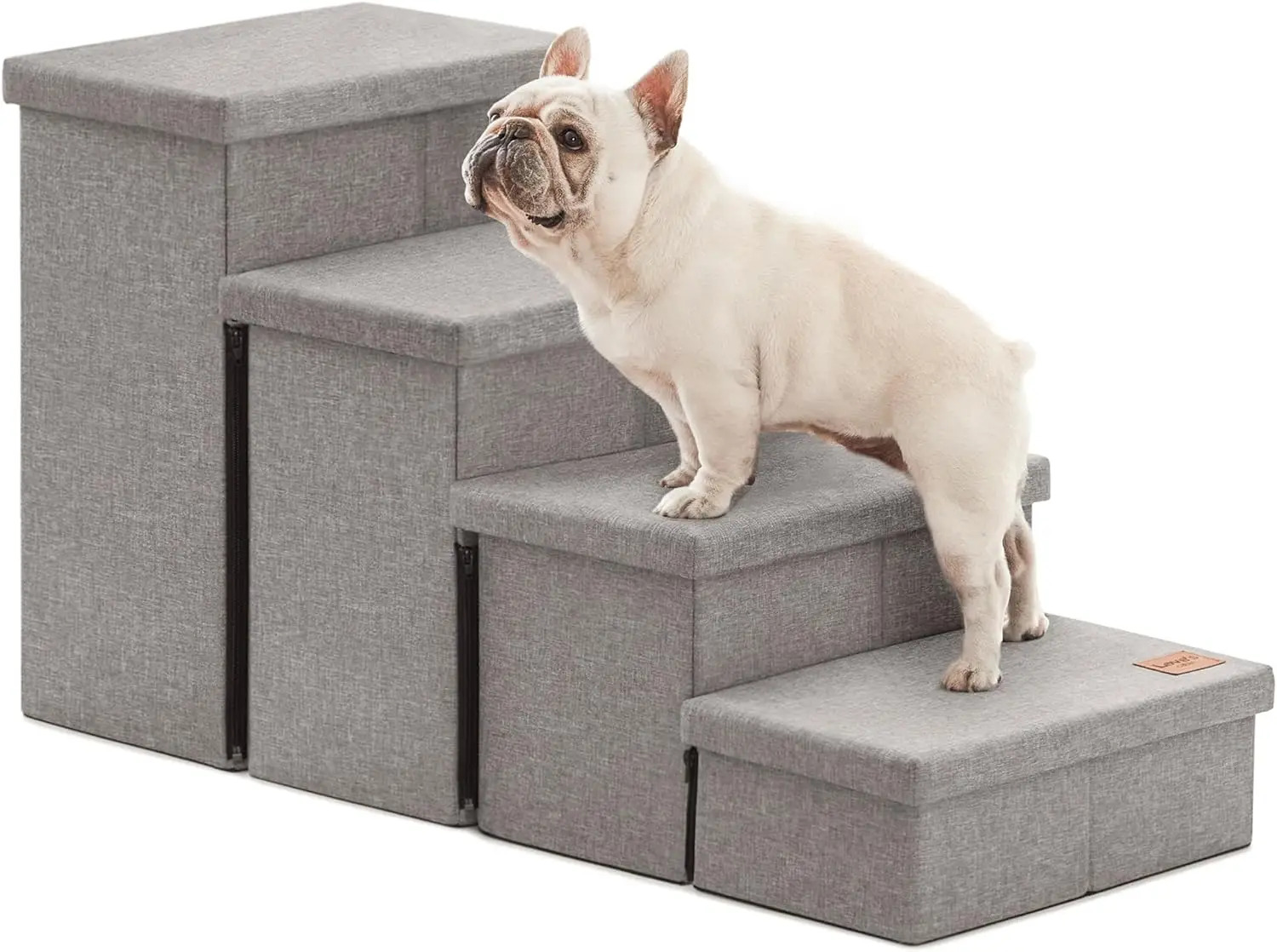 

Foldable Pet Stairs with Storage, Adjustable Steps for Small to Large Dogs & Cats, Supports 200 lbs