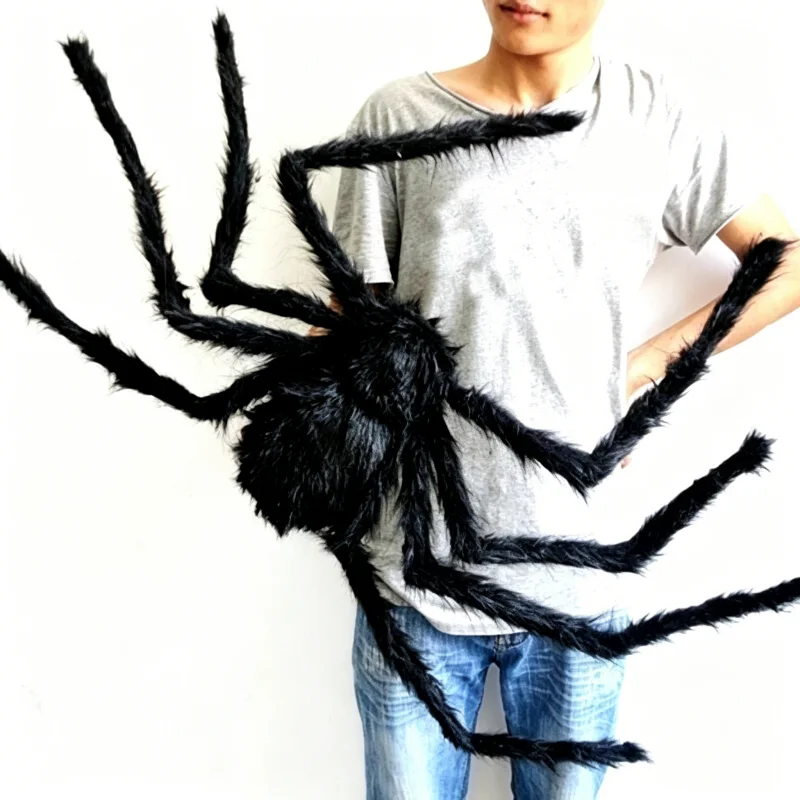 150CM Large Black Spider for Halloween Giant Spider Decoration Professional Accessories for Outdoor Yard Scary Decoration
