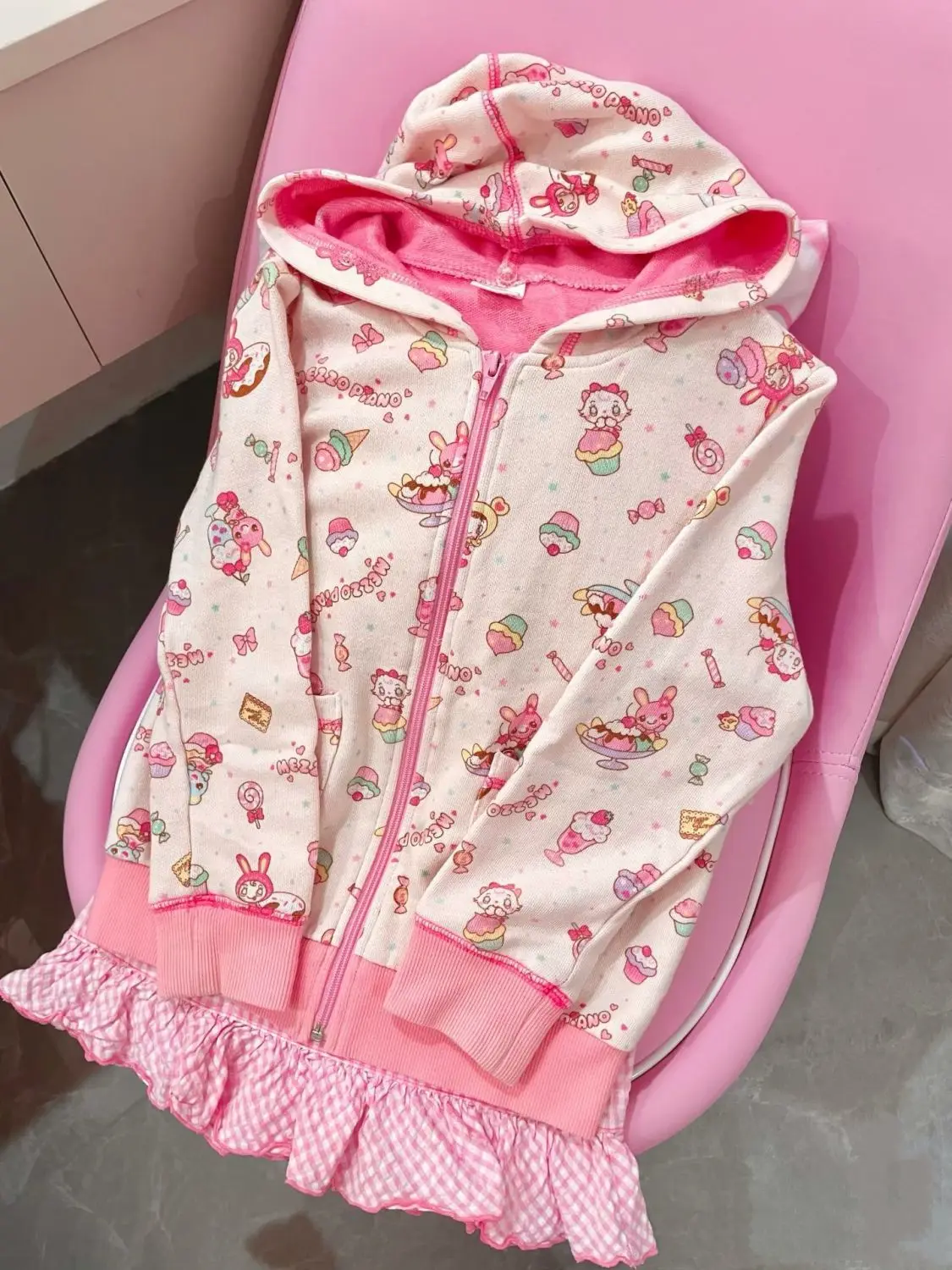 Sweat-shirt Long Sve pour fille, mignon et doux, Jaet rétro Mezzopiano Sle imprimé, fermeture éclair à capuche, motif Animal