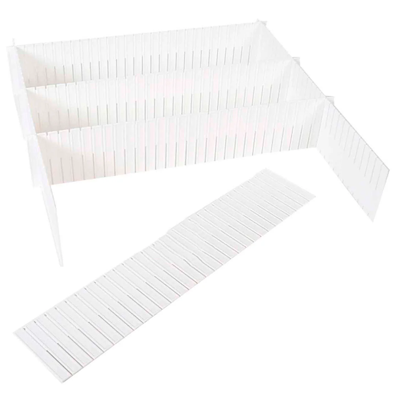 Tradineur - Pack of 6 drawer dividers-made of plastic-organization, adjustable plate, essential. -45x9 cm