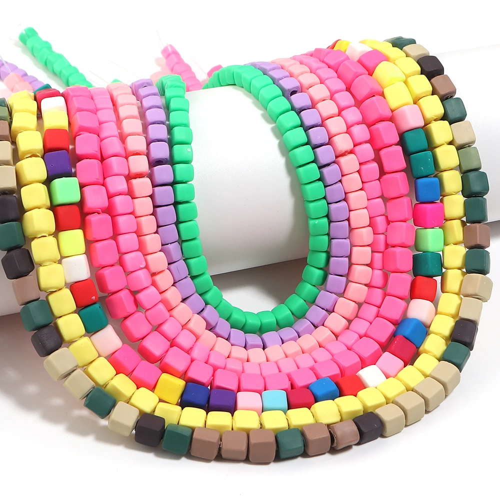 Apx 60-85 Stück Unregelmäßige Quadratische Polymer-Tonperlen Bunte Lose Abstandsperlen für Schmuckherstellung DIY Armband Halskette Zubehör – Detail 6