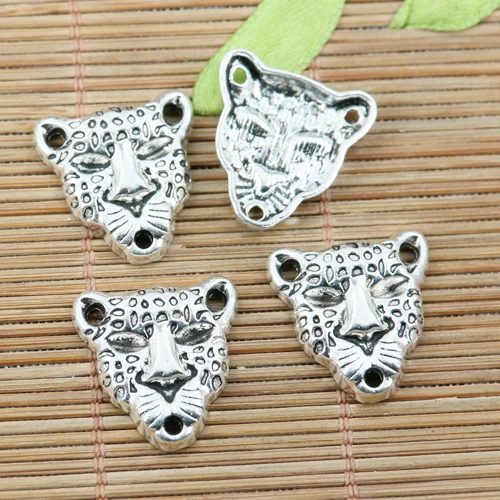 10pcs 21*20mm Tibetan Silver Color Leopard Head Design Connector Design  EF2271 Jewelry Making Supplies