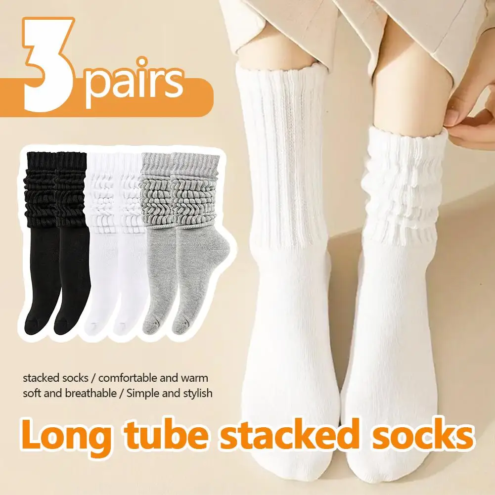 الخريف الشتاء المرأة الأوسط الجوارب بلون محبوك الدافئة عارضة الراحة مكدسة جوارب محبوكة #2