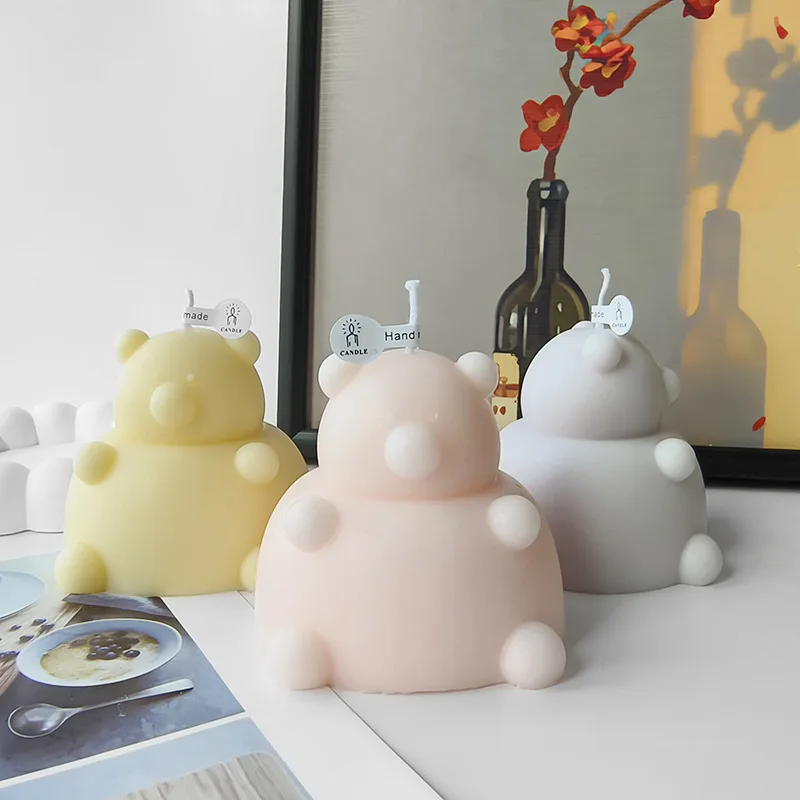 3D Fat Bear Pier Bear Silicone Mold Ins Small Fat Bear Aromatherapy Gypsum Candle Chocolate Baking Cake Mold