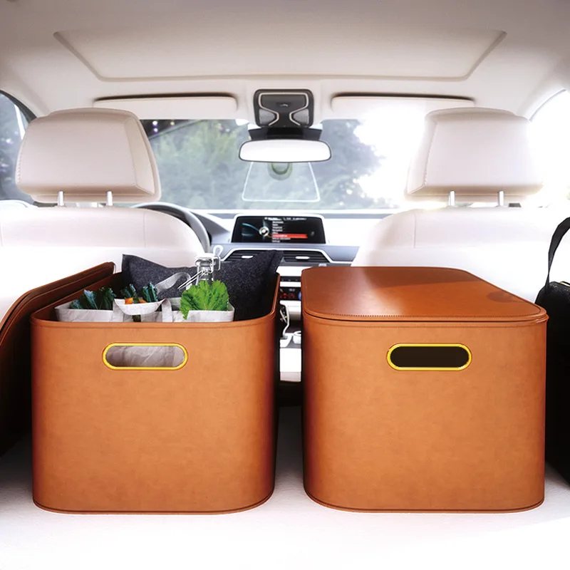 

Car trunk storage box Car supplies Large thickened storage basket with lid Tail box storage box