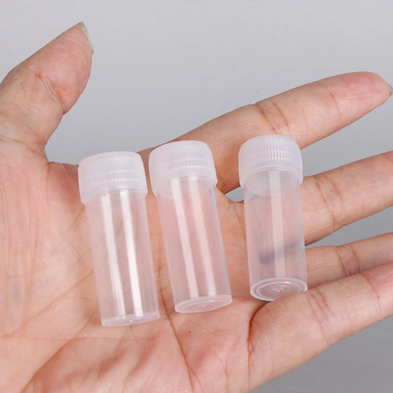 【WA】50Pcs Plastic Bottle Sample Jar 5ML Small Barrel Vials Capsule Storage Empty Transparent Container