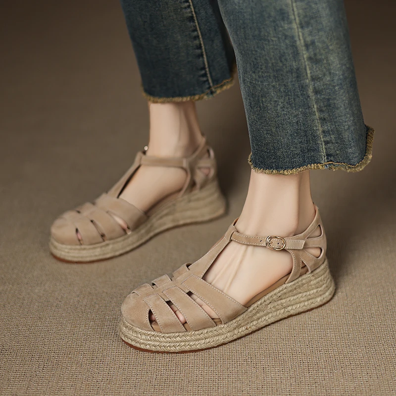 Damskie zamszowe sandały na ko – Espadrille Wedge Shoes recenzja i cena