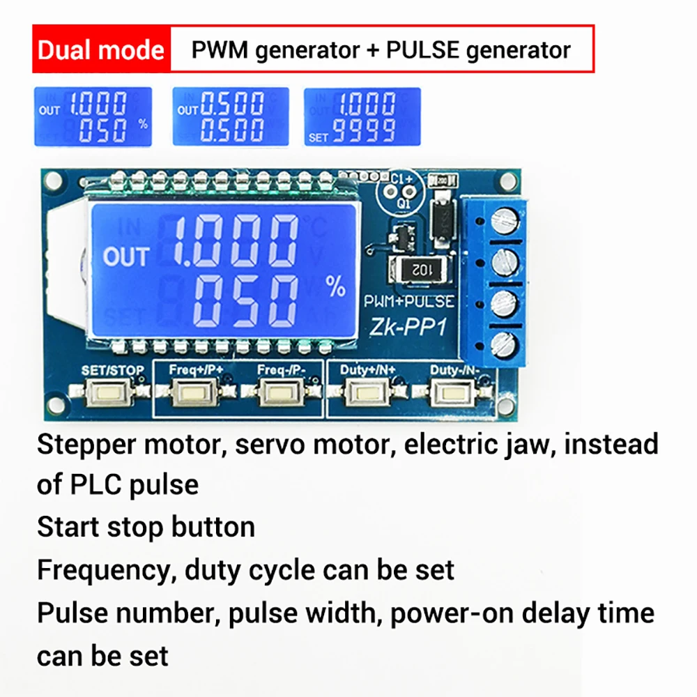 Dual Mode PWM Signal Generator Pulse Frequency Duty Cycle Square Rectangular Wave Signal Generator LCD Display