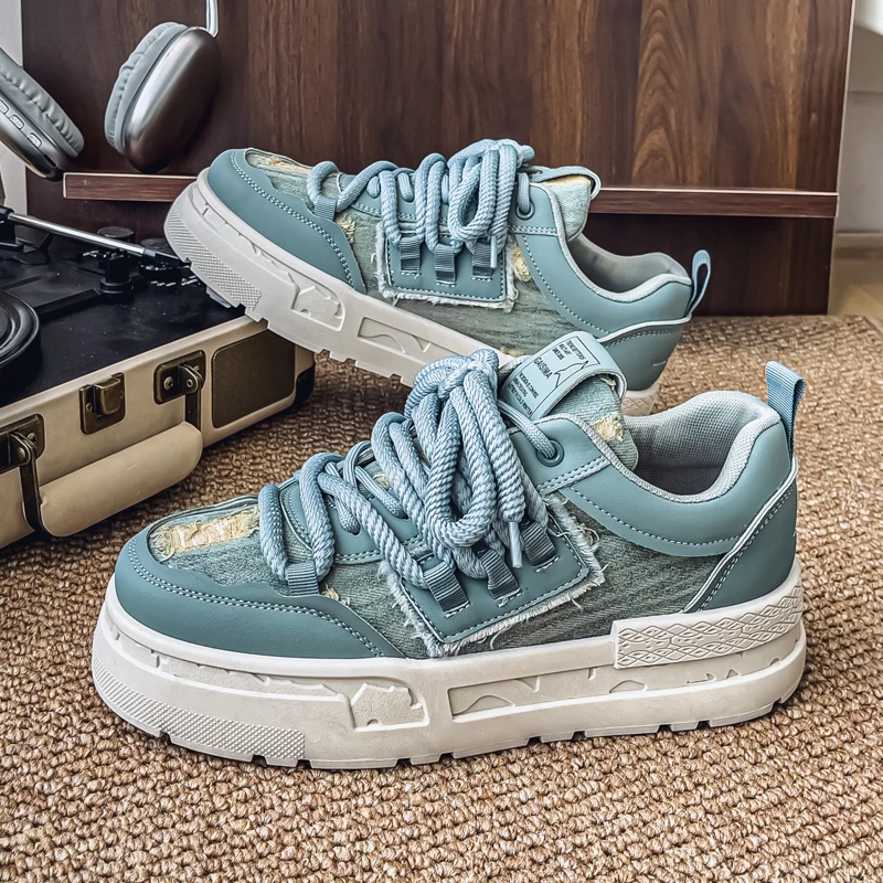 

Ковбойская парусиновая обувь, мужская модная синяя мужская обувь для скейтбординга, размер 46, удобные повседневные вулканизированные кроссовки, мужская обувь на платформе