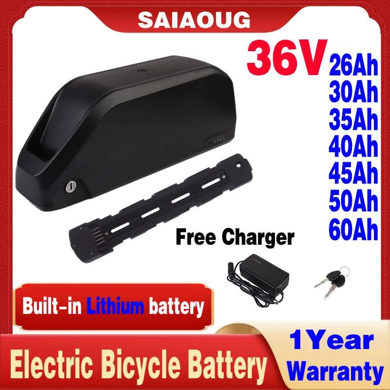 

Original 36V Rechargeable 48V Electric Bike 52v 1500W Polly DP-9 Replacement20/26/24/25/30/35/40/50/60ah Scooter Lithium Battery