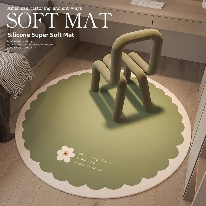 

Современный минималистичный круглый ковер для спальни, прикроватный коврик, коврик под стул, противоскользящий коврик для детской комнаты, с геометрическим узором, домашний текстиль