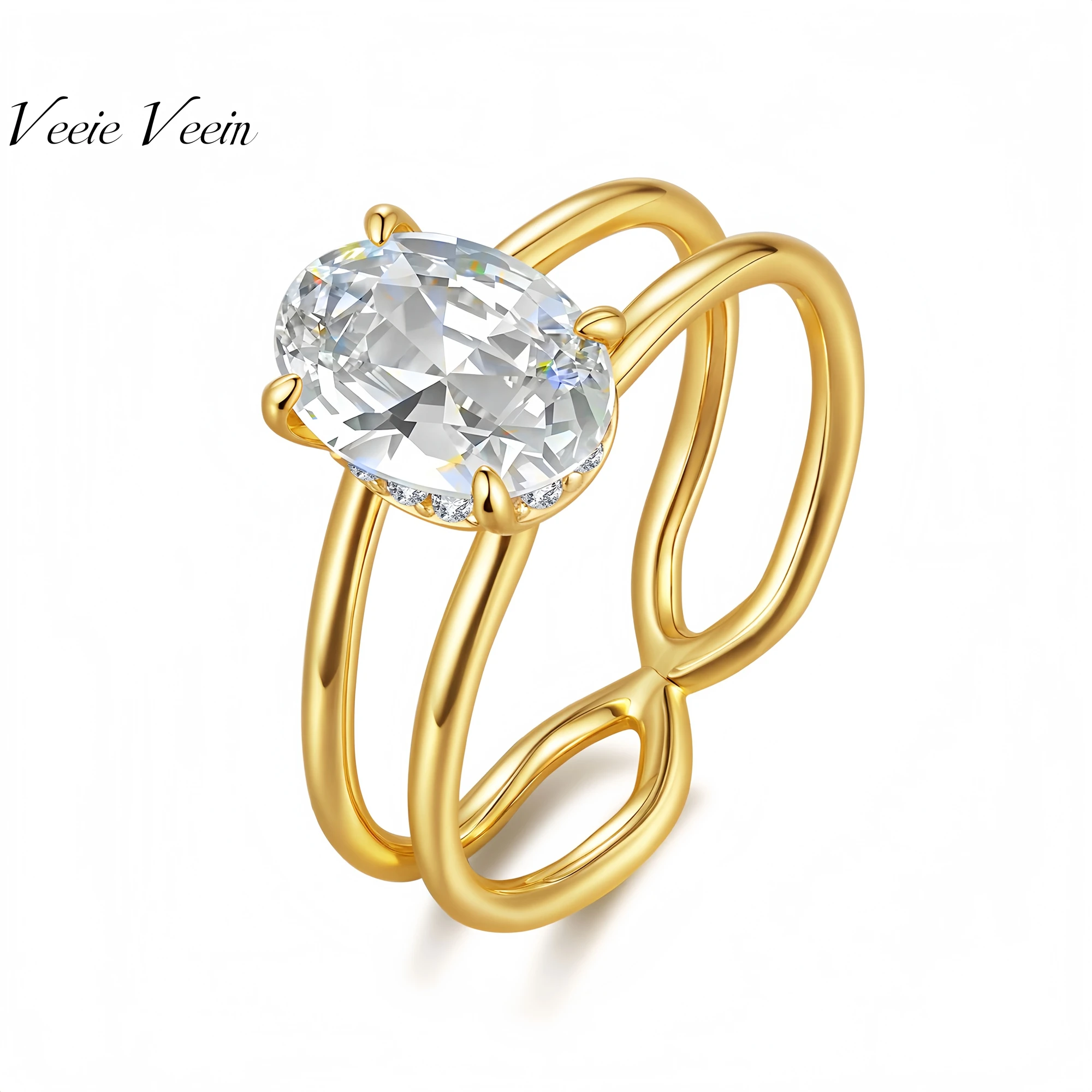 

Veeie Veein Элитный бренд Кольцо из стерлингового серебра S925 с овальным кольцом из муассанита Женское кольцо с нитью Ювелирные изделия